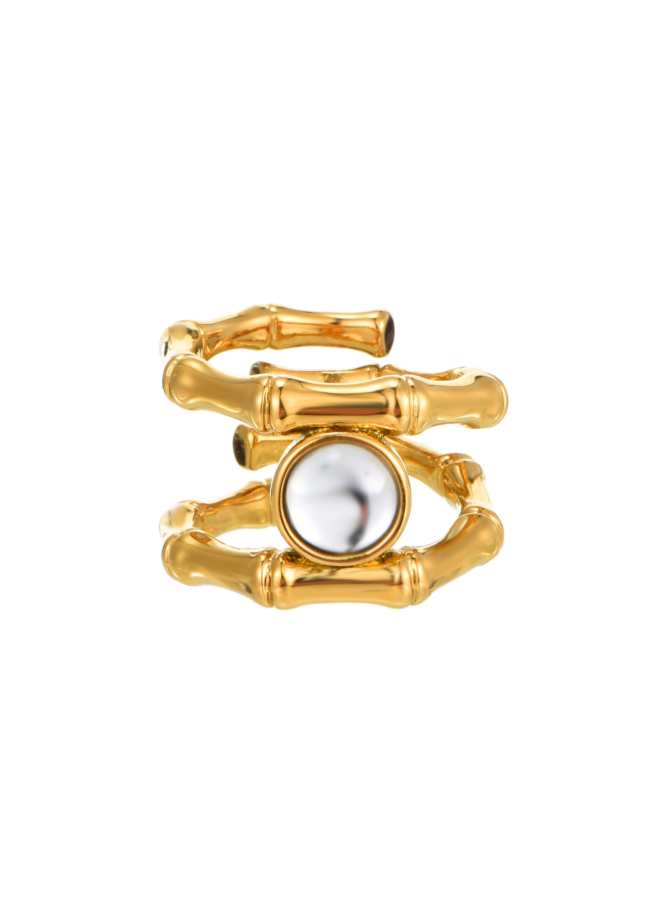 Xanthe White Stone Exotic Golden Ring