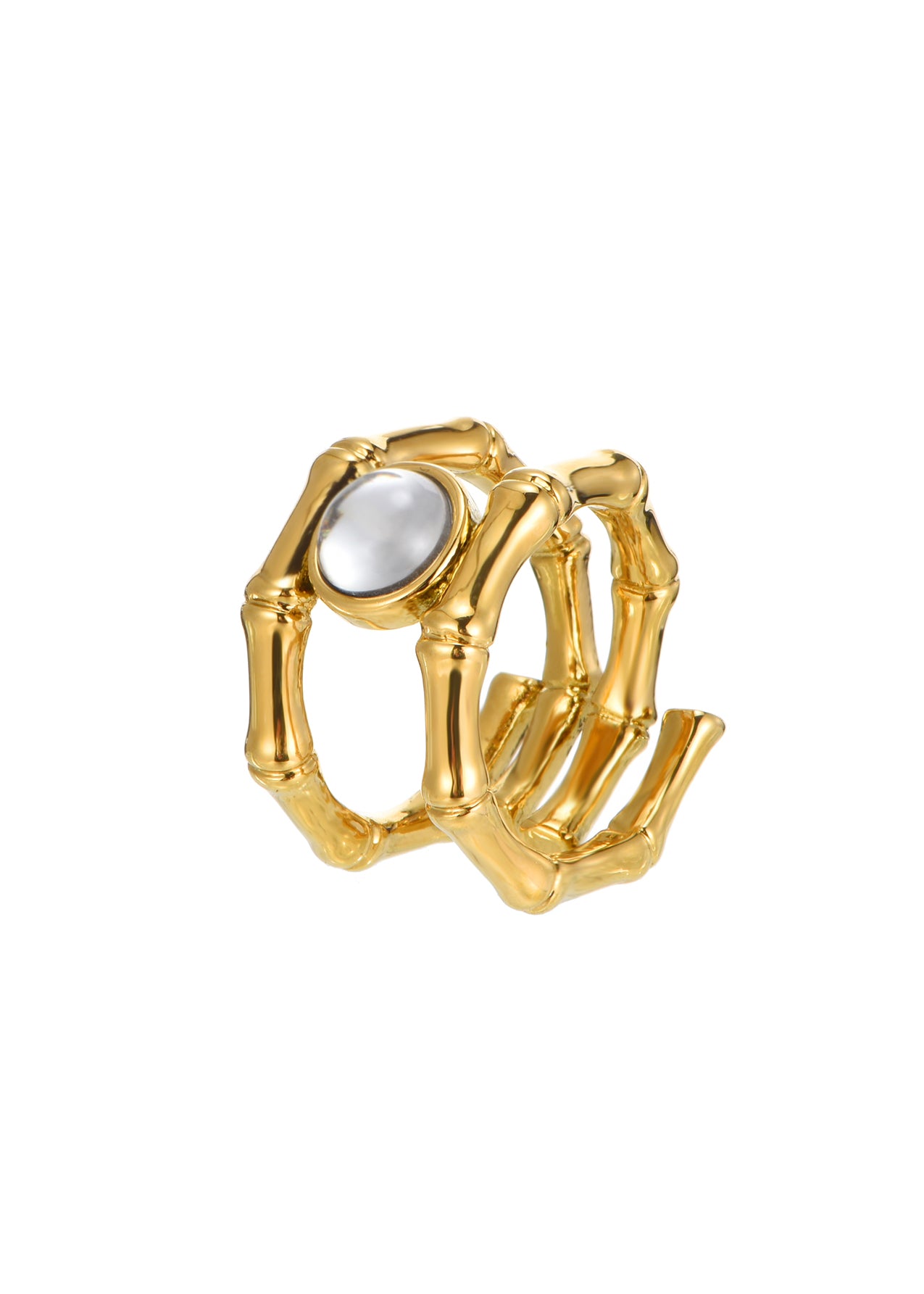 Xanthe White Stone Exotic Golden Ring