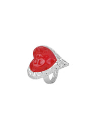 Adam Love In All Shape Red Ring - Silver