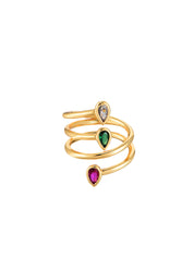 Jinn Colorful Stones Golden Ring