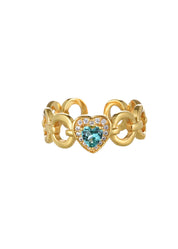 Sacre Tiffany Blue Heart Golden Ring