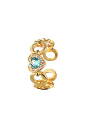 Sacre Tiffany Blue Heart Golden Ring