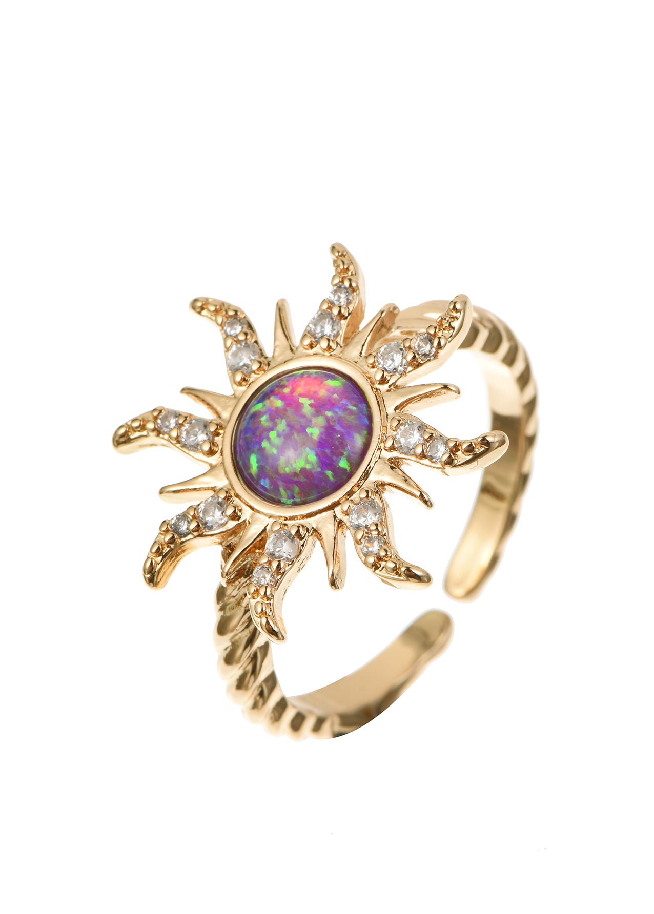 Kasey Pink Sun Opal Golden Ring