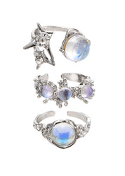 Trio Vic Moonstone Silver Ring Set