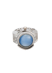 Midnight O'Clock Blue Night Adjustable Silver Watch Ring