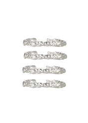 Quatre Slim Silver Rings Set