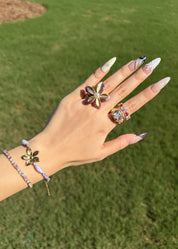 Joanne Flower Purple Pearl Ring