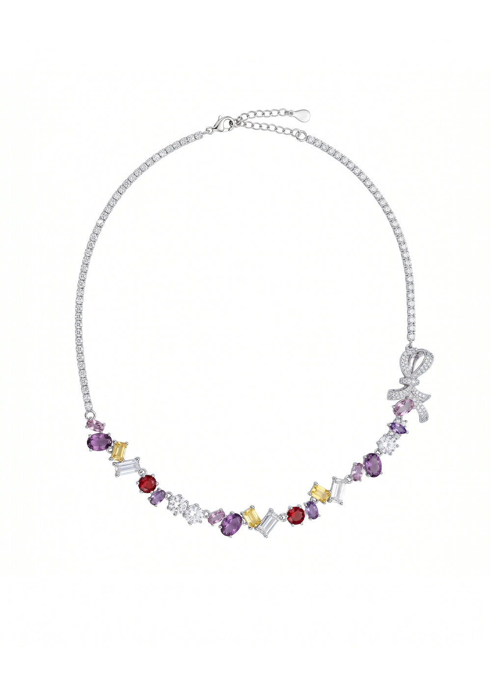 Kylie Colorful Crystals Bow Necklace