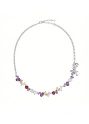 Kylie Colorful Crystals Bow Necklace