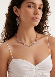 Kylie Colorful Crystals Silver Earrings