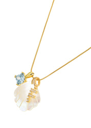 Summer Shell Alphabet Golden Necklace - Ocean Blue