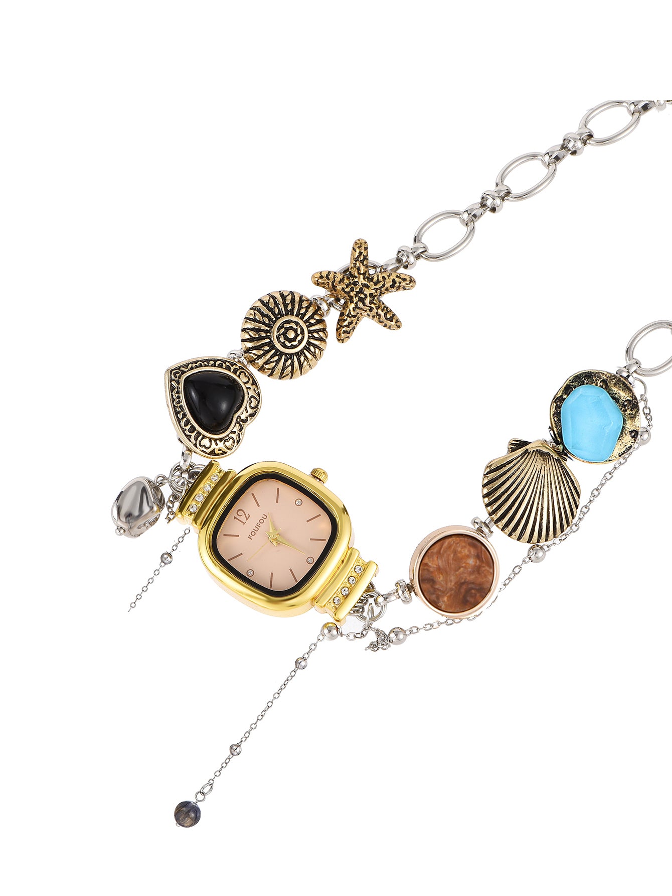 Guendalina Ocean O'Clock Vintage Watch Golden Choker Necklace