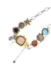 Guendalina Ocean O'Clock Vintage Watch Golden Choker Necklace