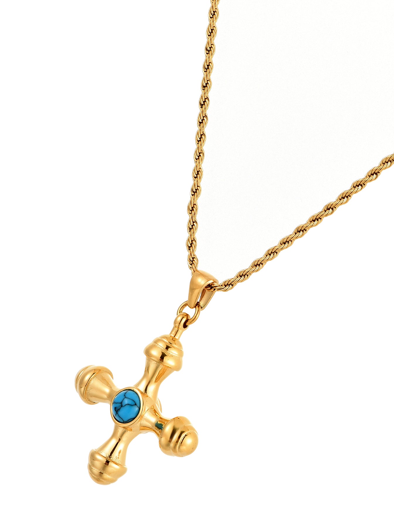 Kiara Turquoise Cross Golden Necklace