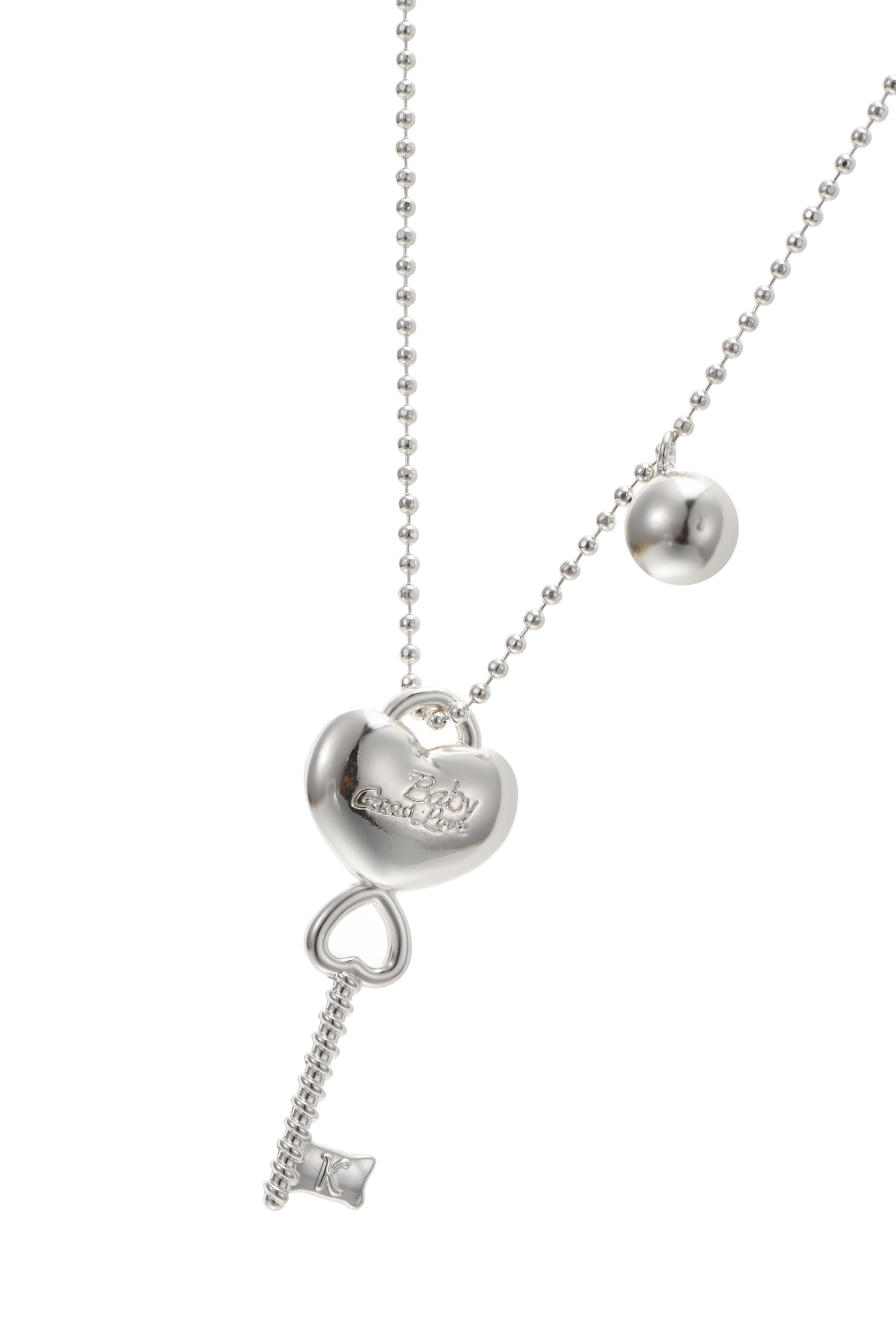 Love Key Silver Long Chain Necklace