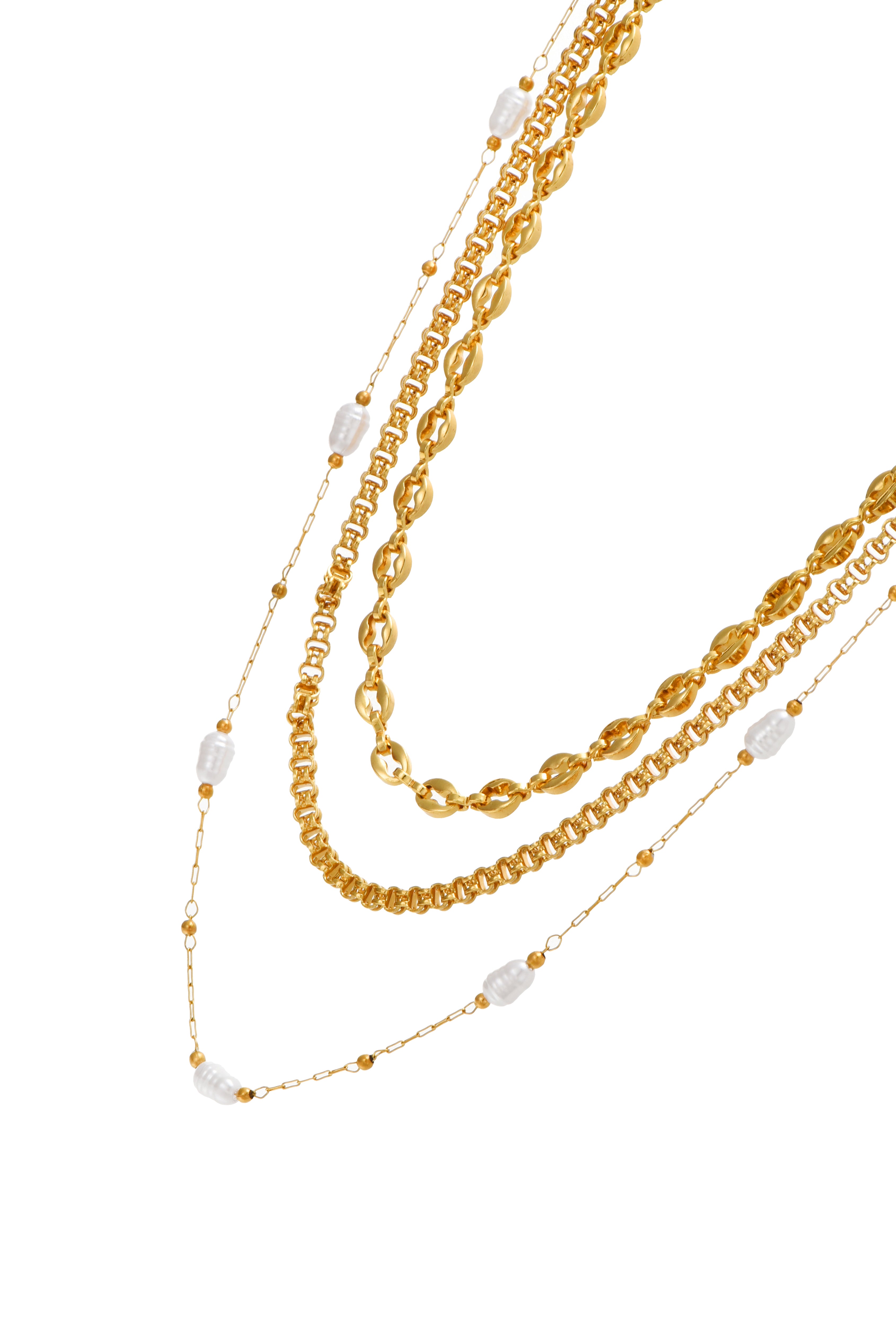 Pearl Triple-Layer Golden Necklace