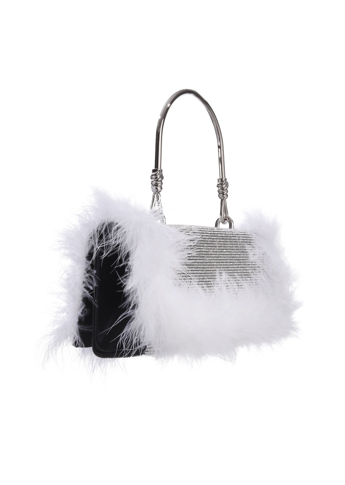 Bolso con purpurina y diamantes de imitación de plumas de avestruz