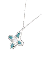 Lou Turquoise Shell Cross Summer Silver Necklace