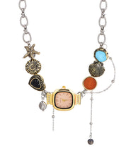 Guendalina Ocean O'Clock Vintage Watch Golden Choker Necklace
