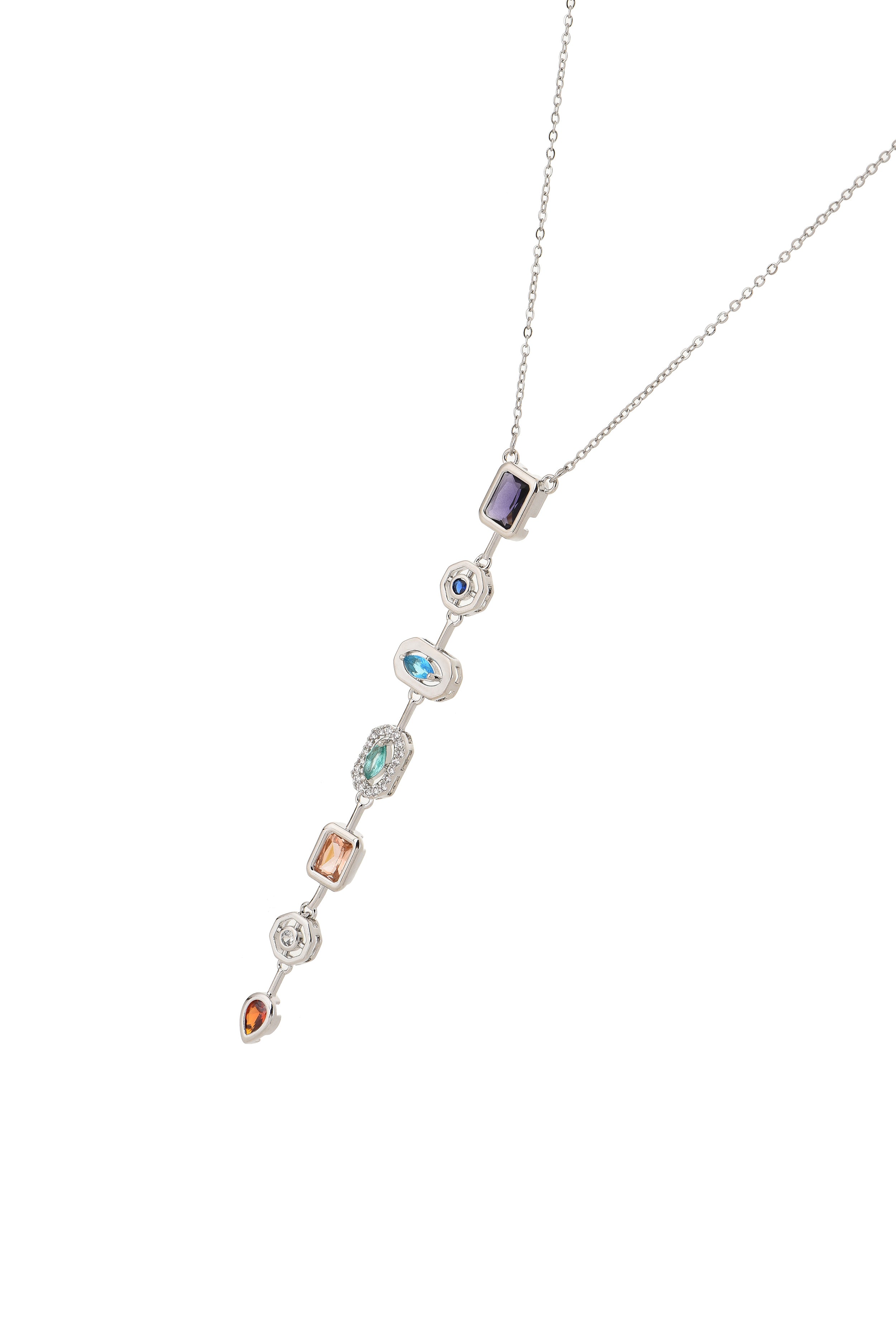Marly Colorful Silver Lariat Necklace