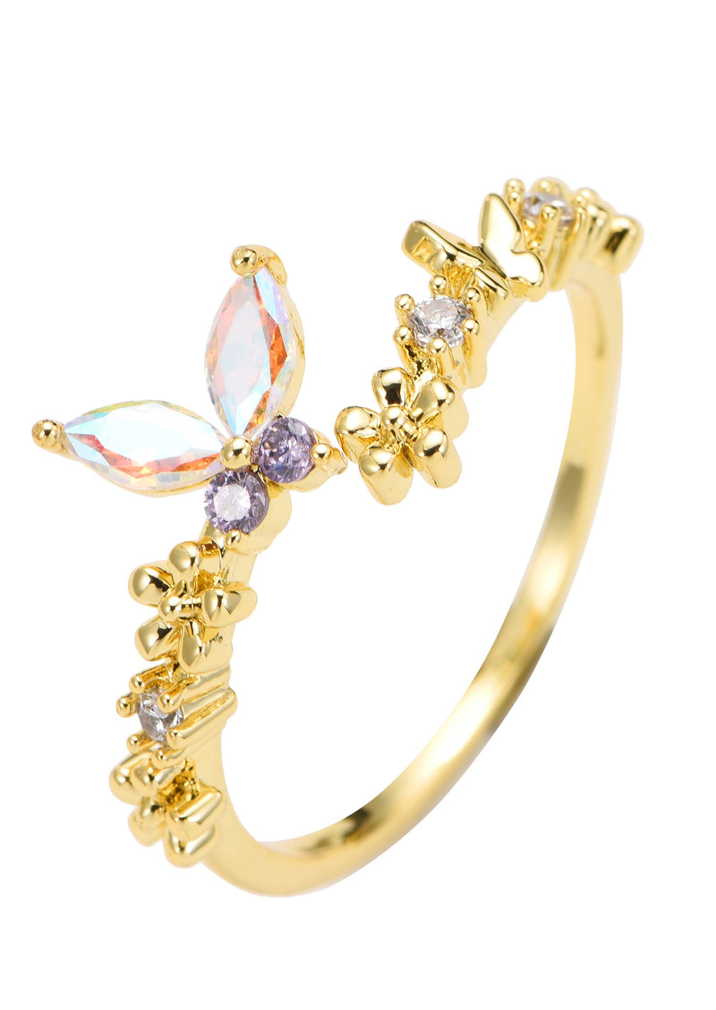 Mini Purple Butterfly Golden Ring