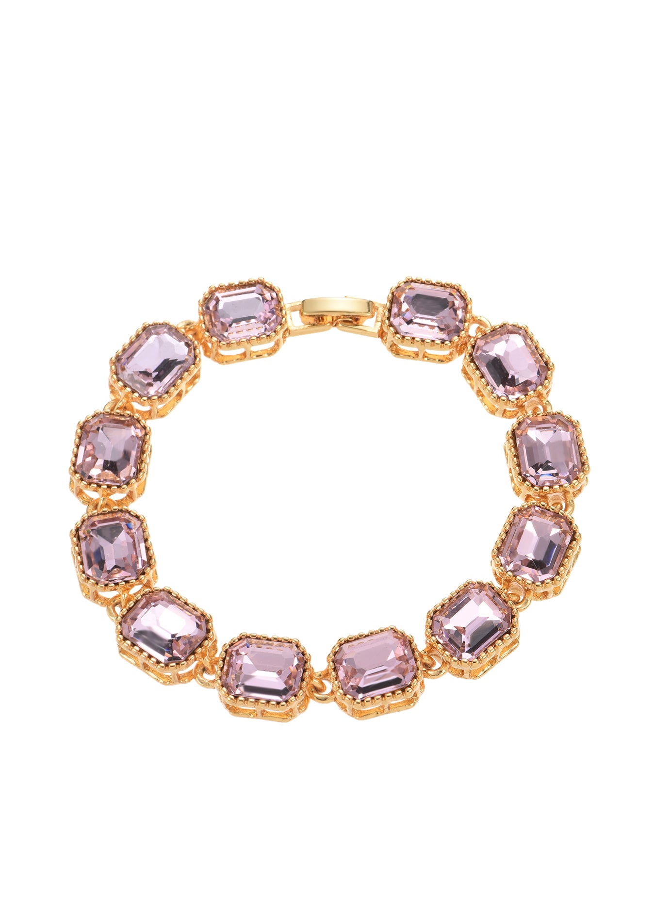 Maddy Pink Stones Golden Bracelet