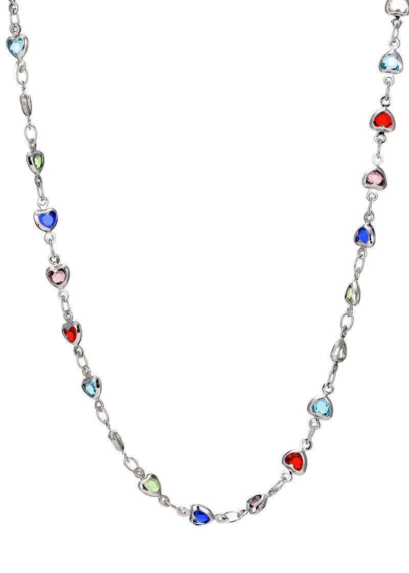 Michelle Colorful Hearts Love Silver Necklace
