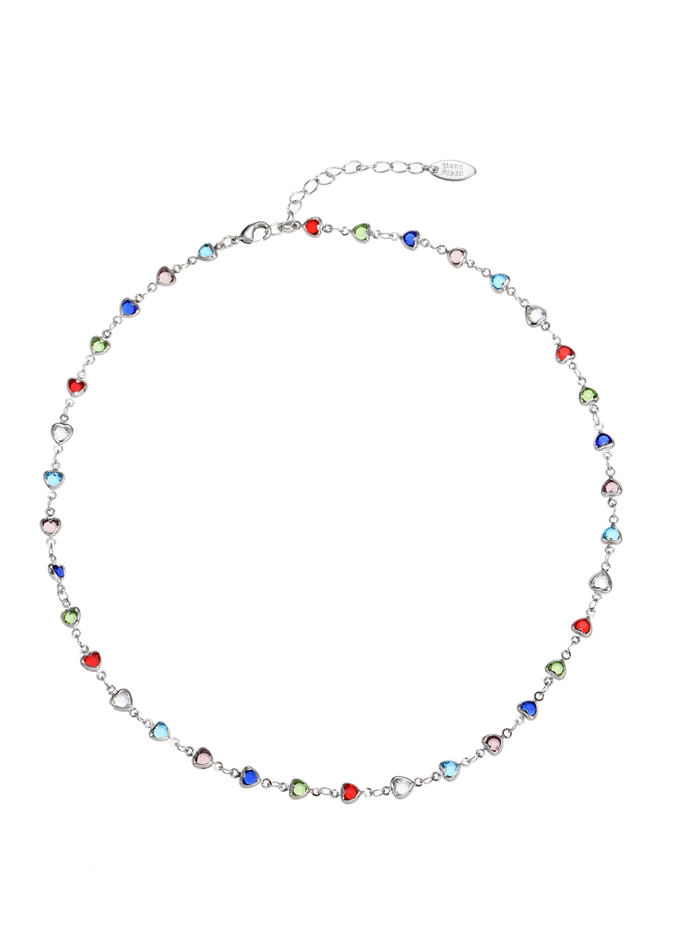 Michelle Colorful Hearts Love Silver Necklace – Maison Foufou