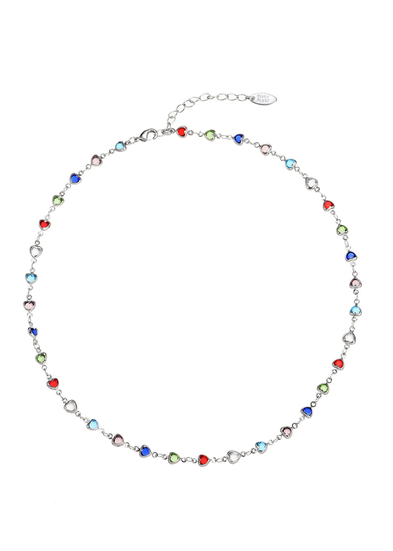 Michelle Colorful Hearts Love Silver Necklace