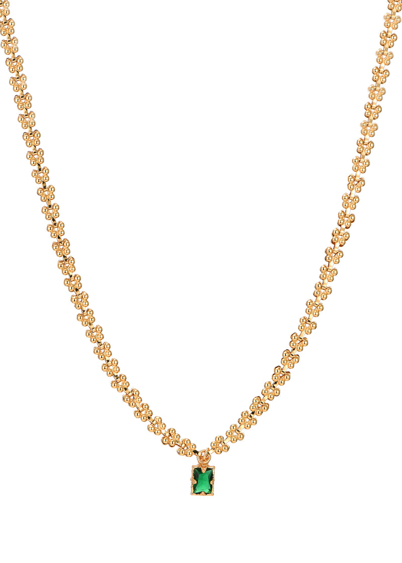 Kay Emerald Green Stone Golden Necklace