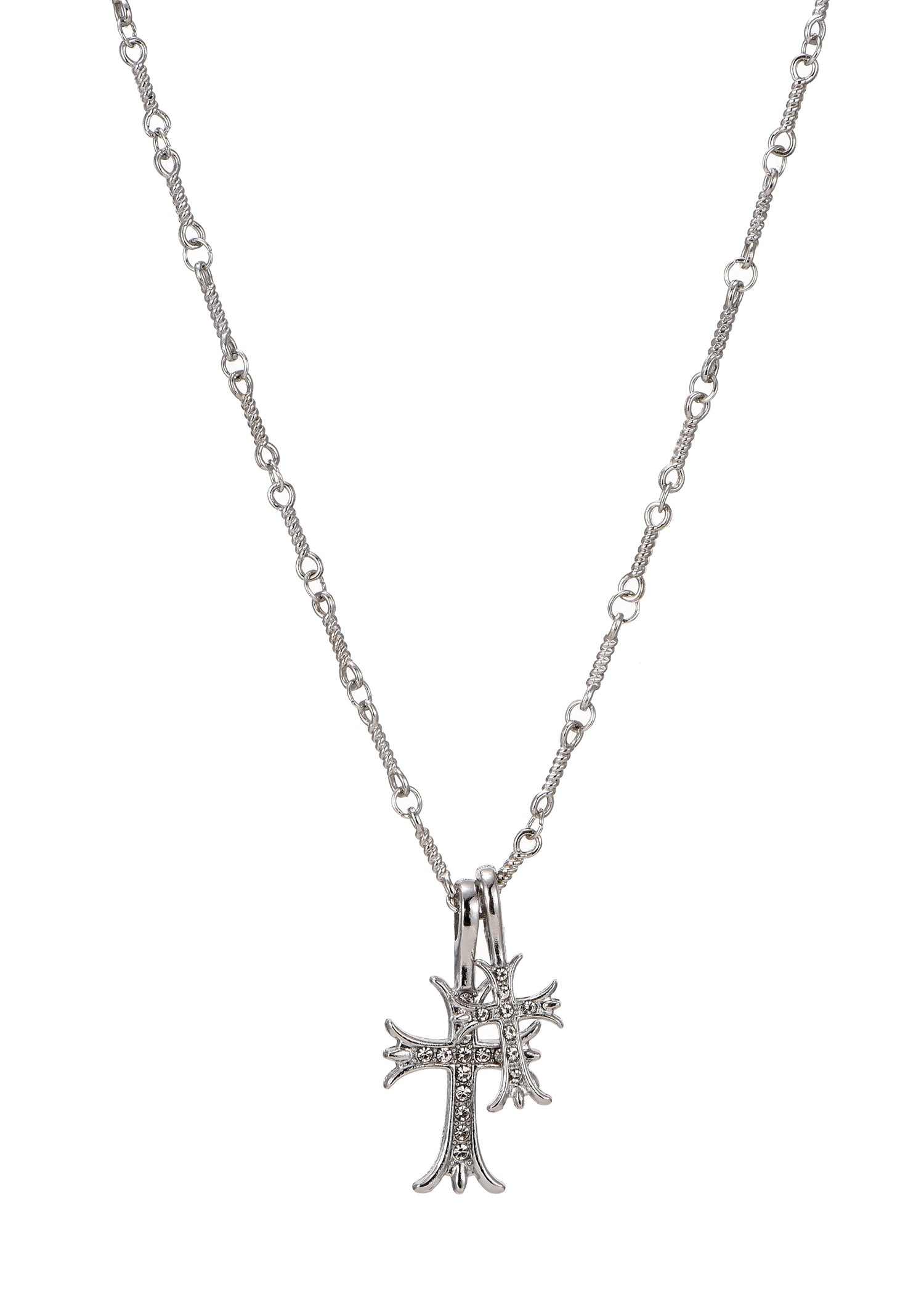 Val Duo Cross Silver Necklace