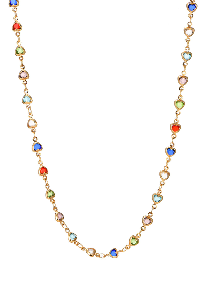 Michelle Colorful Hearts Love Golden Necklace