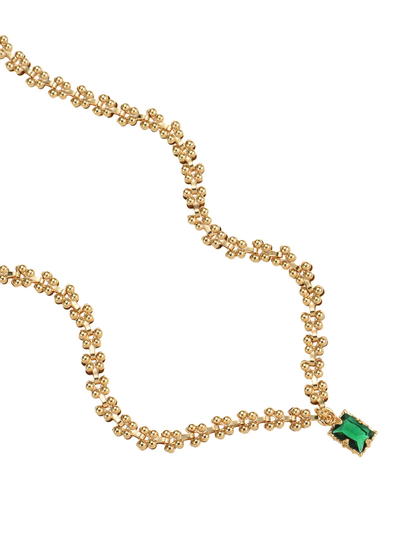 Kay Emerald Green Stone Golden Necklace