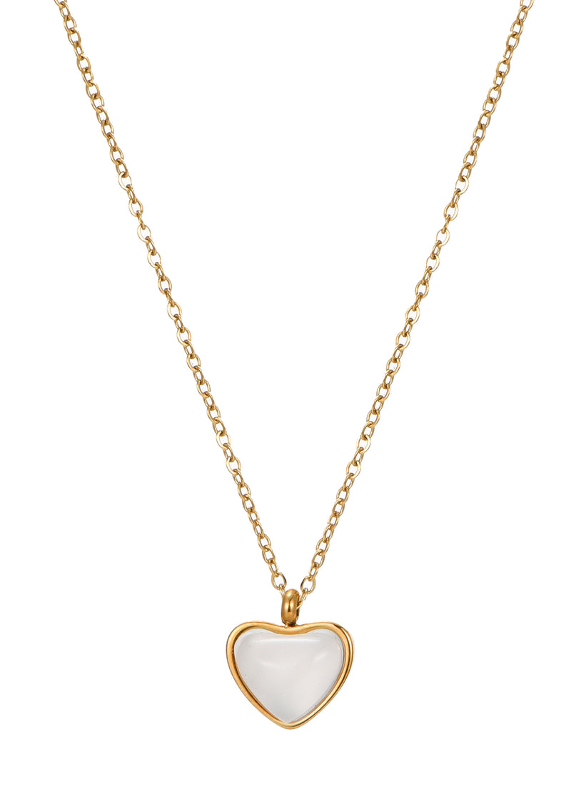 Emily White Agate Heart Necklace