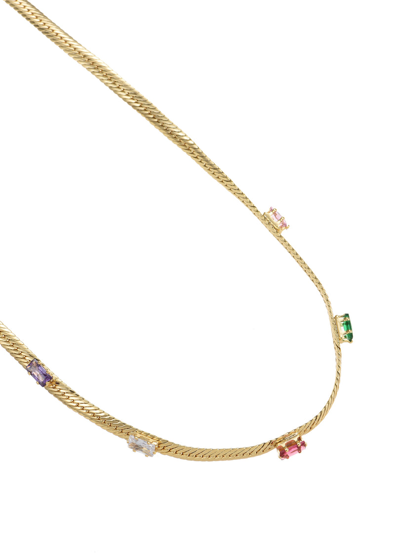 Wonderland Colorful Stones Golden Necklace