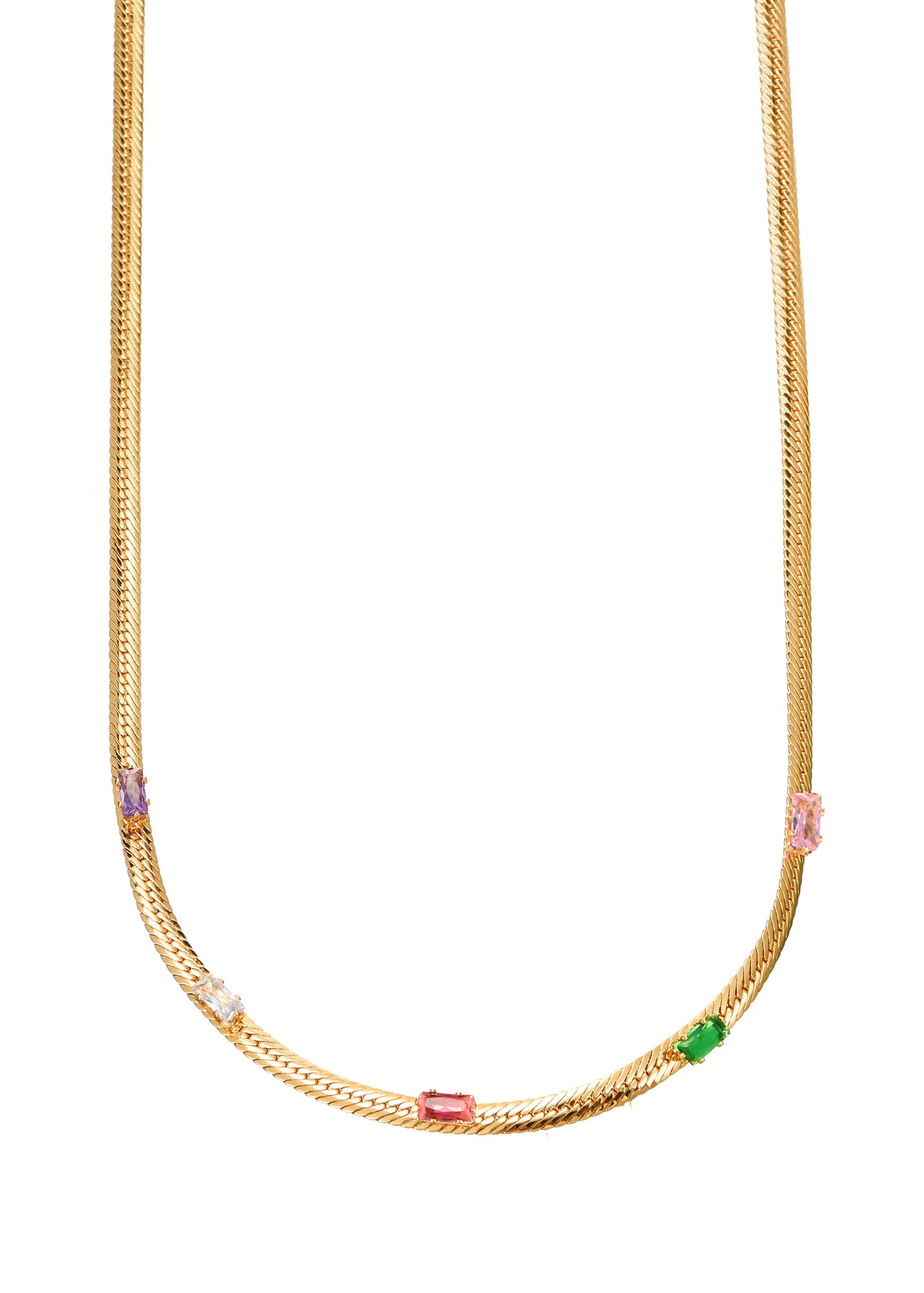 Wonderland Colorful Stones Golden Necklace