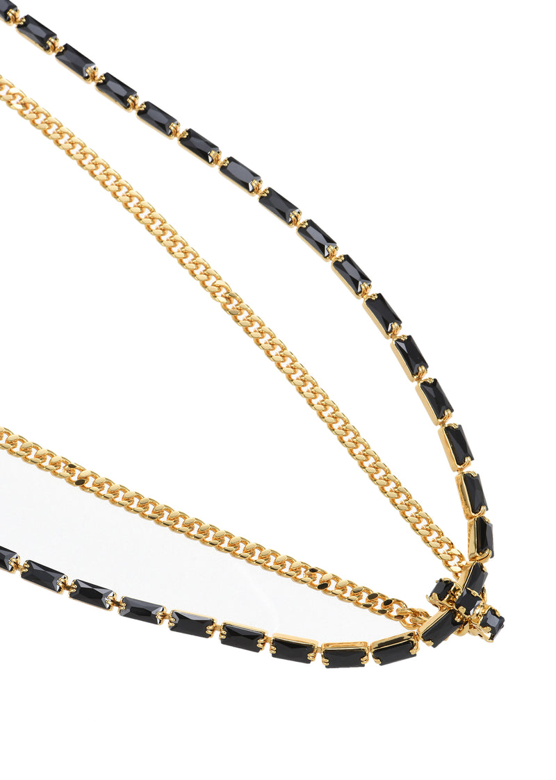 Ross Double Chain Black Golden Necklace