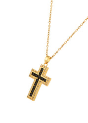 Raphaelle Glittering Cross Necklace - Black