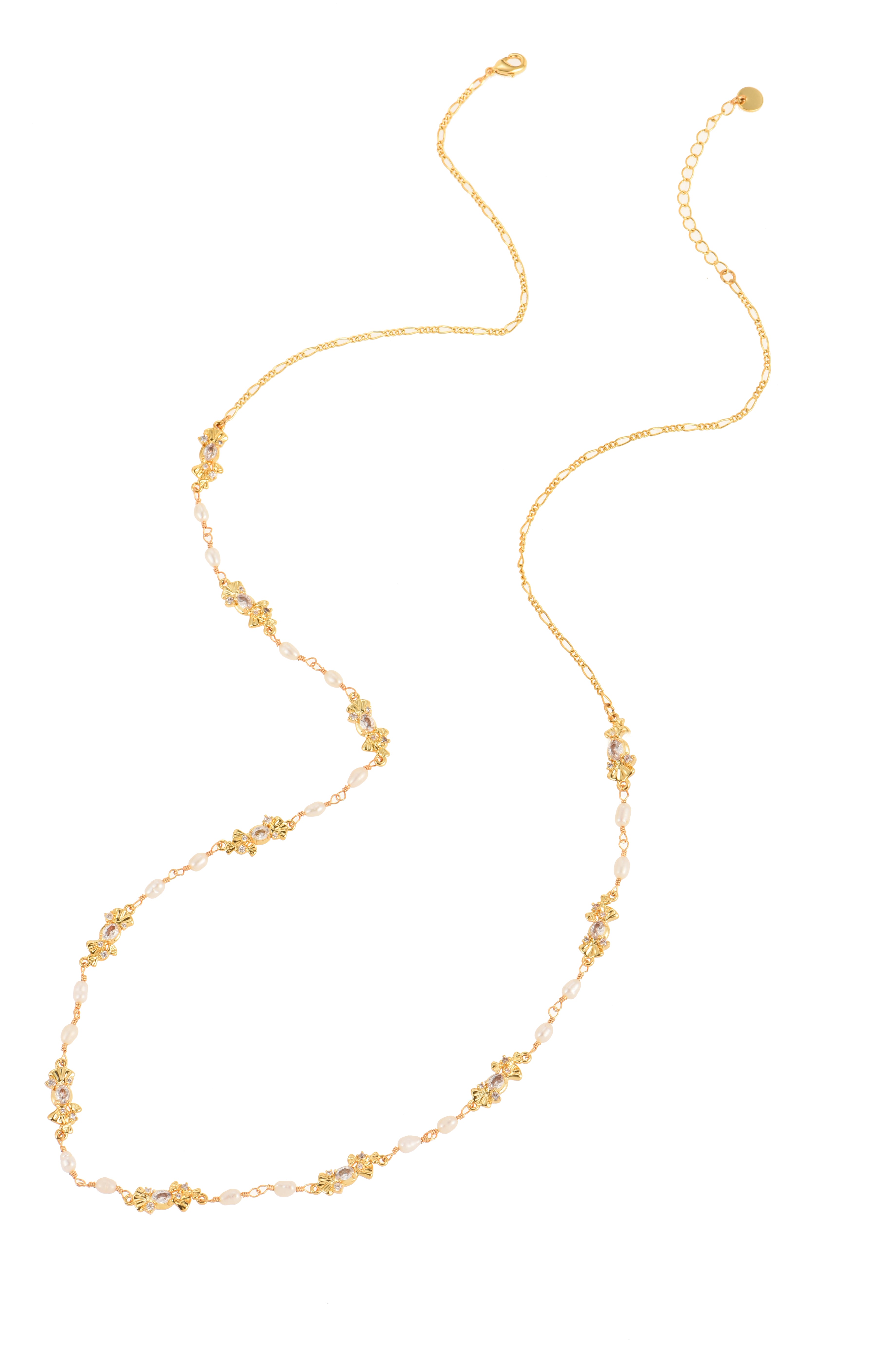 Laurent Pearl Golden Long Chain Necklace