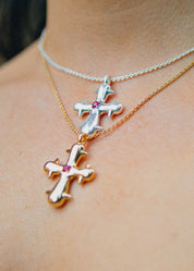 Blissful Seraphim - Seraphim Cross Necklace in Silver