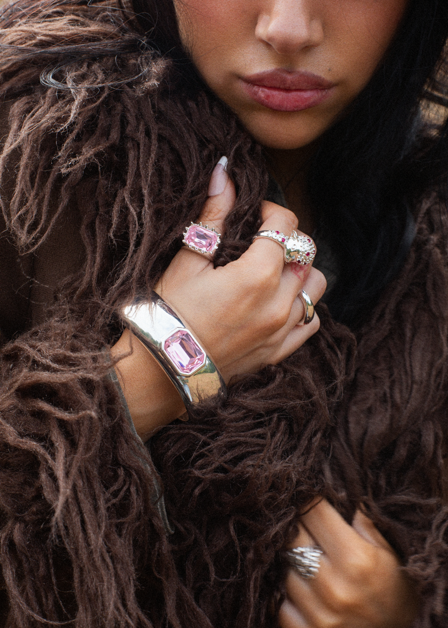 Blissful Seraphim - Rose Bangle in Silver