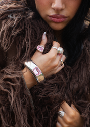 Blissful Seraphim - Rose Bangle in Silver