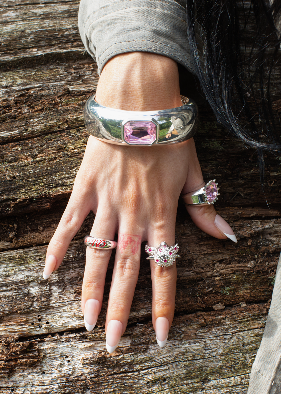 Blissful Seraphim - Rose Bangle in Silver