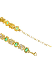 Glittering Serena Green Gem Stones Golden Bracelet