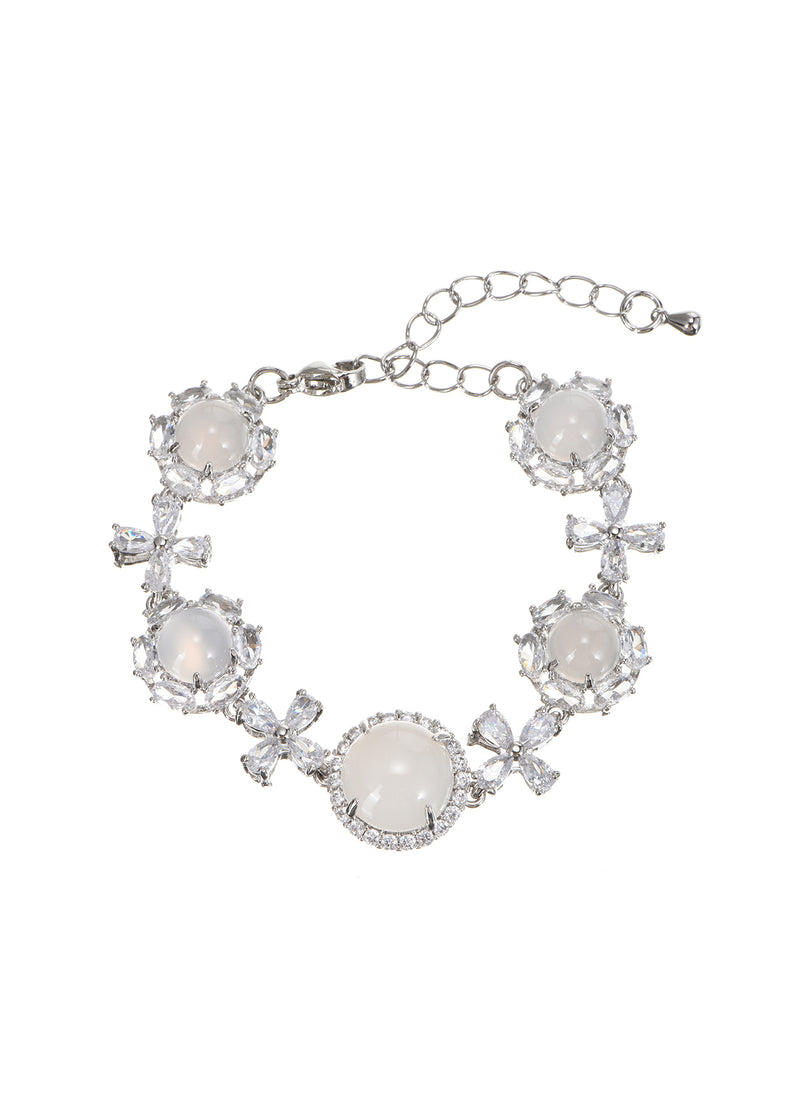 Bae White Jade Glittering Silver Bracelet