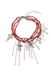 Douglas Cross Red Silver Bracelet