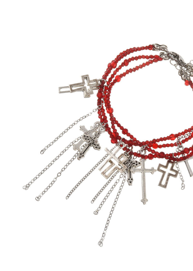 Douglas Cross Red Silver Bracelet