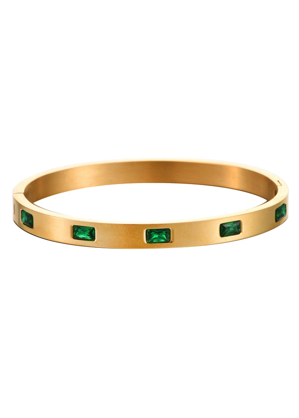 Delilah Green Stones Golden Bracelet