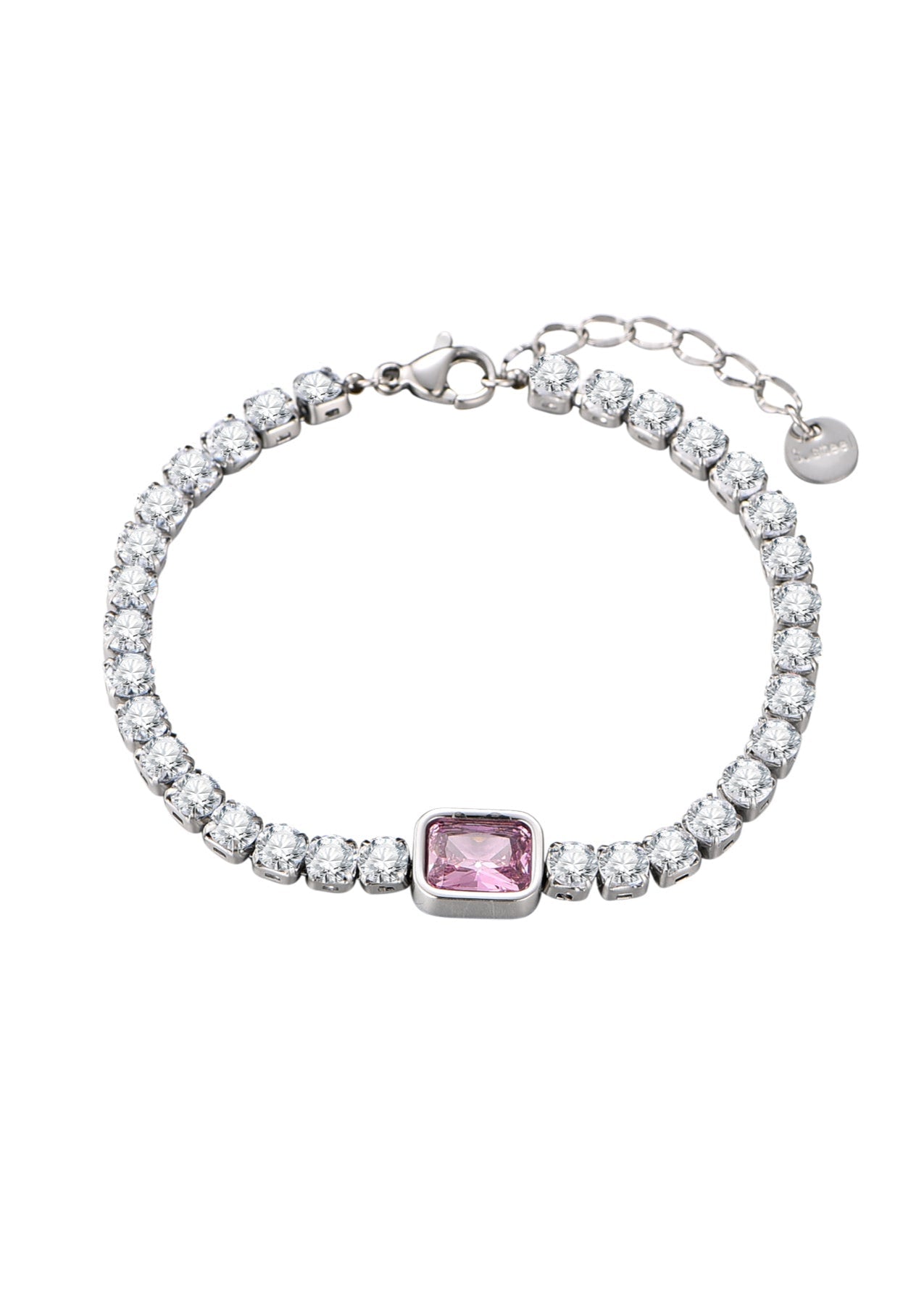 Abel Pink Glittering Silver Bracelet - I