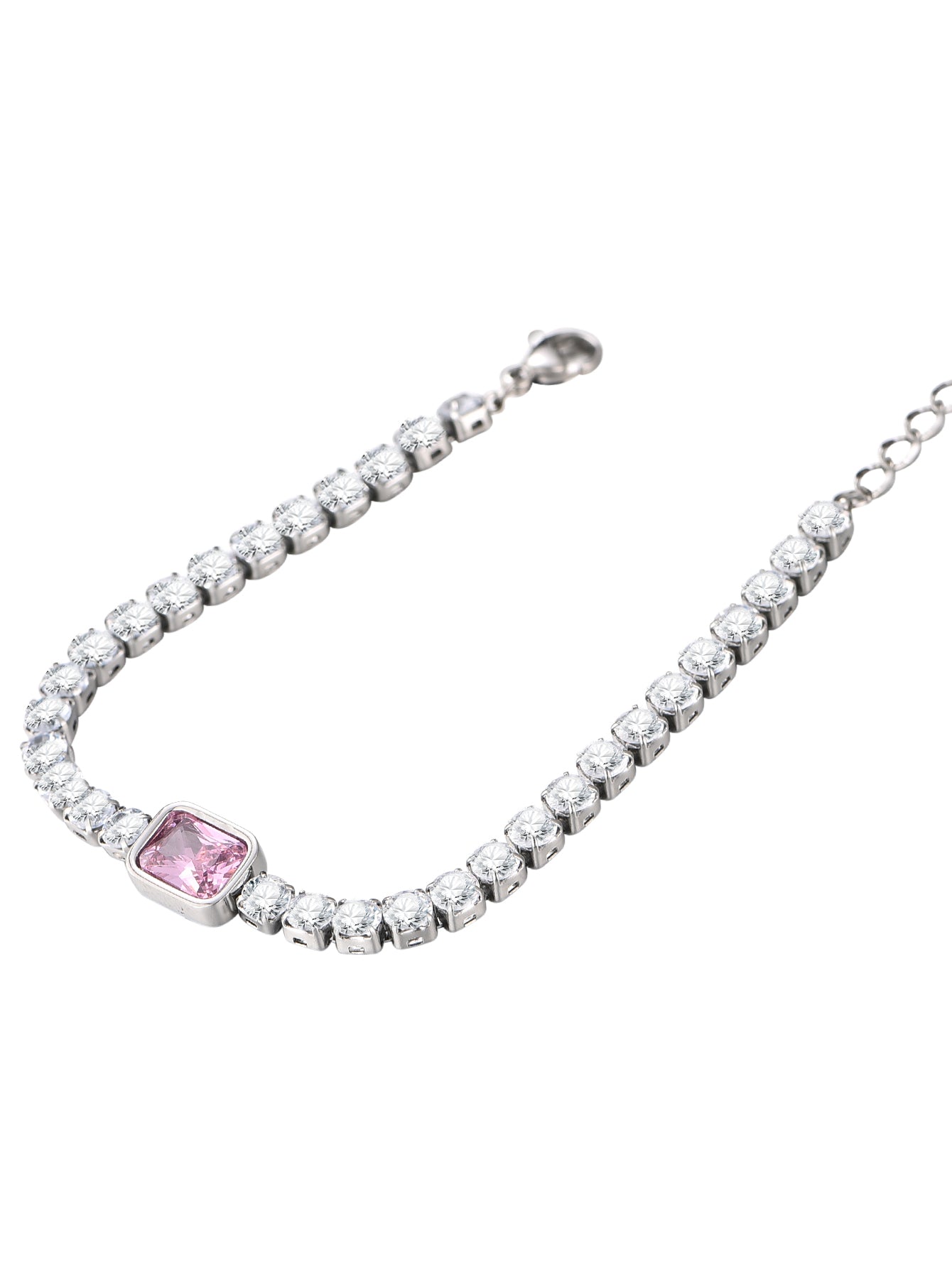 Abel Pink Glittering Silver Bracelet - II